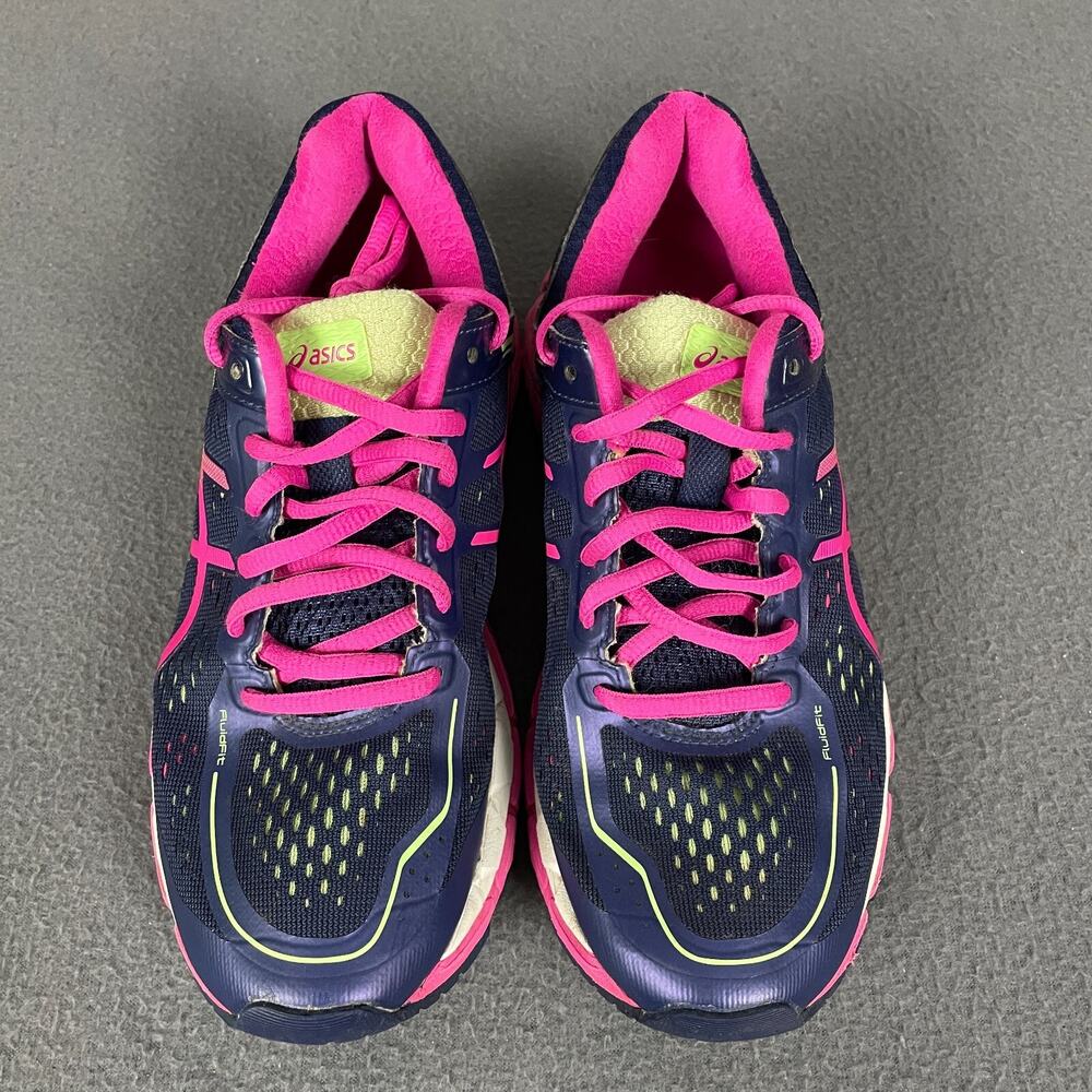Asics Gel-Kayano 22 Sneaker Women US 6.5 Navy Pink Lace-Up Running Shoes T597N - Picture 2 of 14